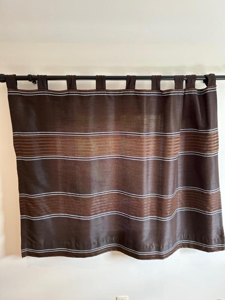 2 tentures + Barre de fixation - 150x112 cm et 180x145, Huis en Inrichting, Stoffering | Gordijnen en Lamellen, Gebruikt, Bruin