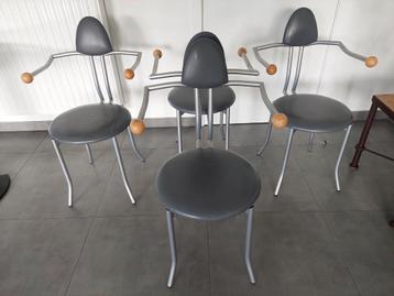4 fauteuils om te bekleden, vintage minimalistisch, zeldzame