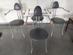 4 fauteuils om te bekleden, vintage minimalistisch, zeldzame, Metaal, Grijs, Vier, Gebruikt
