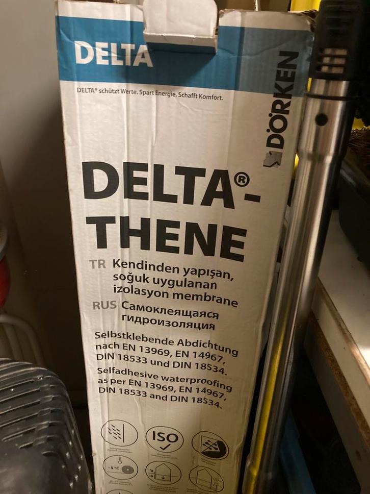 Delta-Thene (rest 3 meter) + Primer, Bricolage & Construction, Planches & Dalles, Comme neuf, Enlèvement