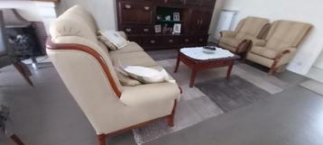 Salon De Rore zithoek lichtbeige 3zit+1zit+1relax+salontafel beschikbaar voor biedingen