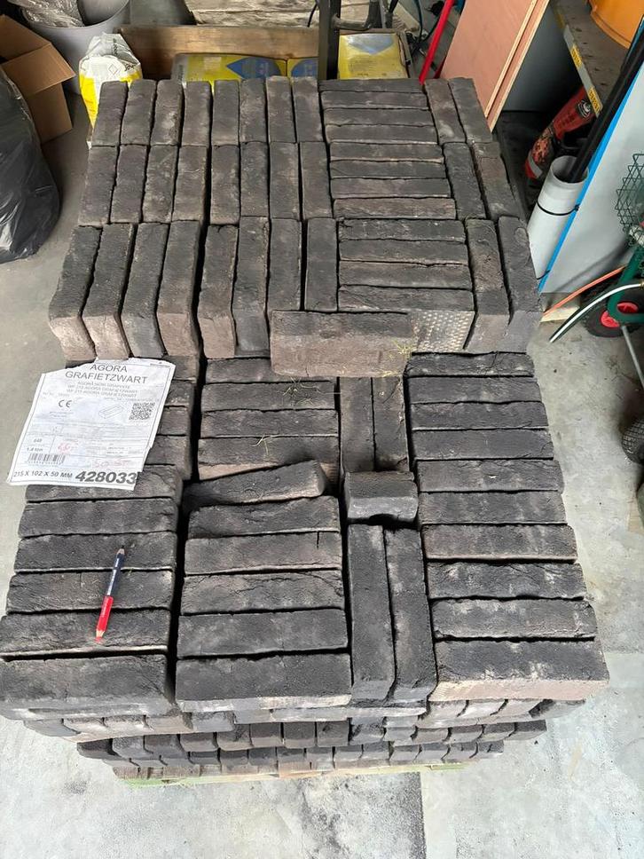 Briques de parement noires graphite 6,8 m2, Bricolage & Construction, Briques, Neuf, Enlèvement