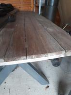 Tafel in steigerhout poten grijs, Tuin en Terras, Ophalen, Zo goed als nieuw, Ovaal, Hout