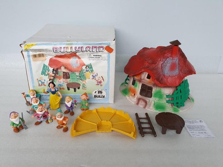 Sneeuwwitje: Paddenstoel + Sneeuwwitje + 7 dwergen (Bully), Verzamelen, Disney, Gebruikt, Beeldje of Figuurtje, Sneeuwwitje of Doornroosje