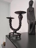 Vintage Brutalist wrought iron smeedijzer kandelaar, Huis en Inrichting, Gebruikt, Zwart, Ophalen of Verzenden, Metaal
