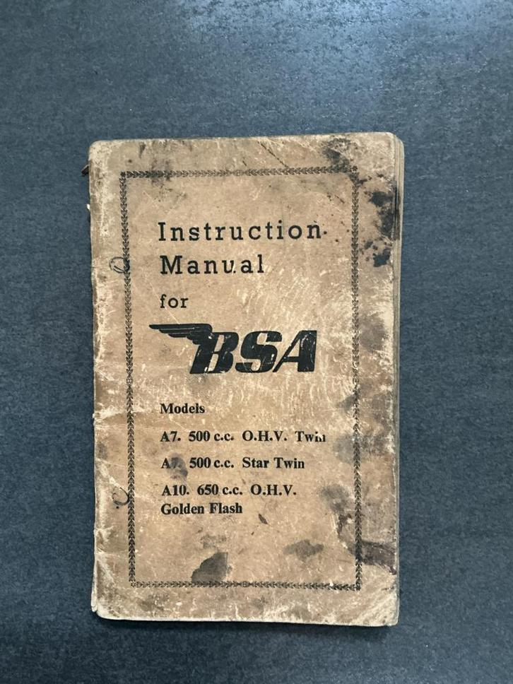 Vintage BSA – Instruction manual for the models A7 and A10, Motoren, Handleidingen en Instructieboekjes, Ophalen of Verzenden