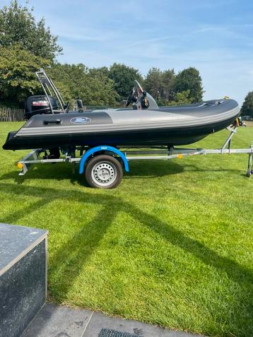 Rubberboot Rib 360 Suzuki 10pk Incl. trailer en afdekzeil, Autres marques, Comme neuf, Enlèvement, Essence