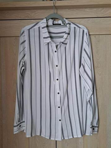 Blouse met lange mouwen wit-zwart gestreept maat 44, Kleding | Dames, Wit, Maat 42/44 (L), Ophalen of Verzenden, Zo goed als nieuw