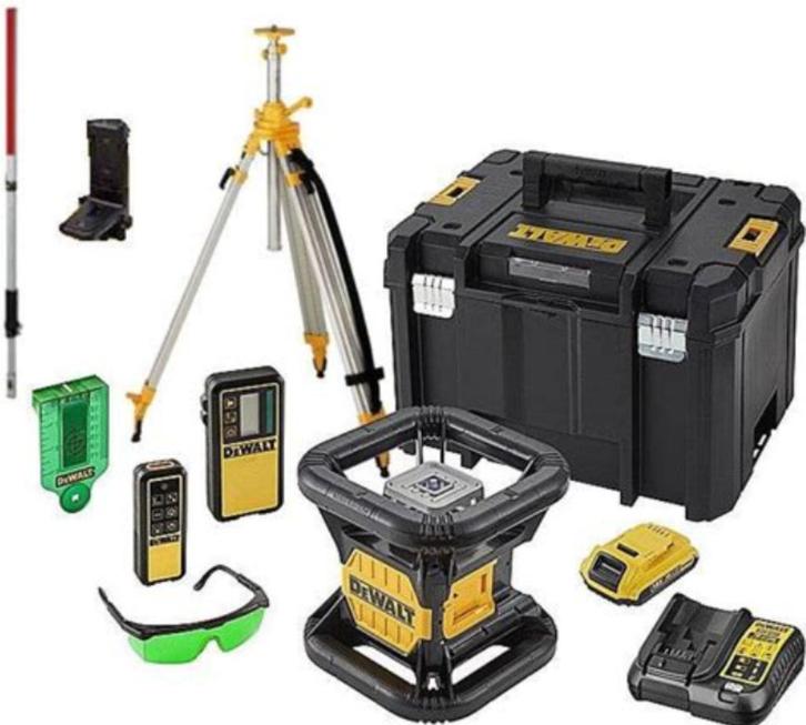 DeWalt roterende bouwlaser + waterpasstok + tripod statief, Doe-het-zelf en Bouw, Meetapparatuur, Nieuw, Afstand, Ophalen