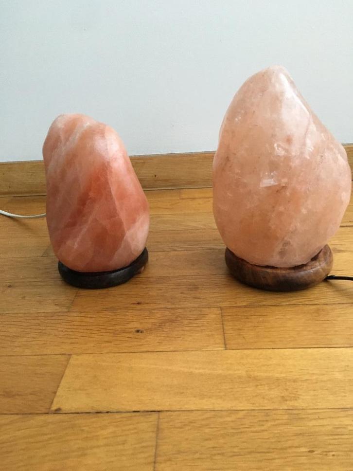 Lampe  Crystal, de sel de l’Himalaya, Huis en Inrichting, Lampen | Tafellampen, Zo goed als nieuw, Minder dan 50 cm, Hout, Ophalen of Verzenden