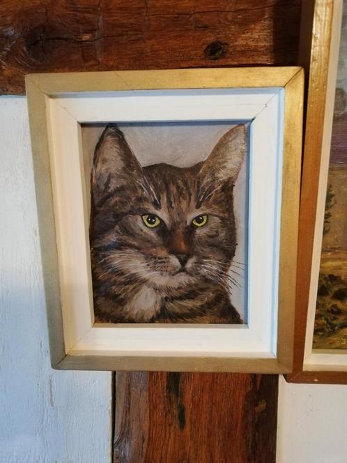 'Le chat' tableau signé Gérard Baudrez, Antiquités & Art, Art | Peinture | Classique, Enlèvement ou Envoi
