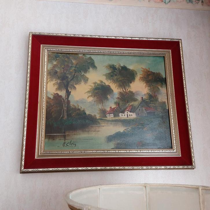 Vintage landschapsschilderij - gesigneerd A. Clein, Antiquités & Art, Art | Peinture | Classique, Enlèvement