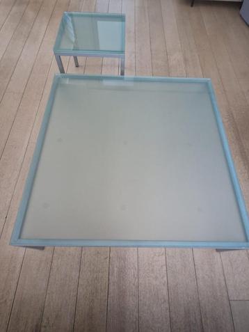 Salontafel + bijzettafel glas beschikbaar voor biedingen