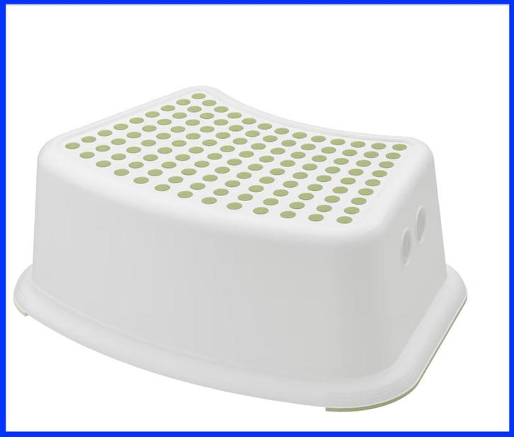 Petit tabouret salle-de-bain blanc et points : bleu, Maison & Meubles, Salle de bain | Linge de bain & Accessoires, Utilisé, Autres types