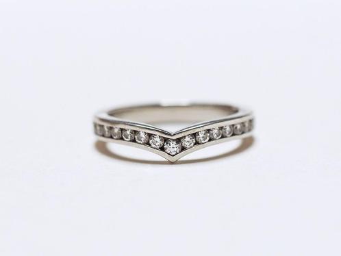 Platina 950 ring met 0,38 karaat diamant VS - D/E, Bijoux, Sacs & Beauté, Bagues, Comme neuf, Femme, Plus petit que 17, Autres matériaux