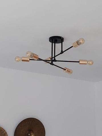 Plafondlamp modern met 3 armen NIEUW : kleur goud en zwart,  beschikbaar voor biedingen