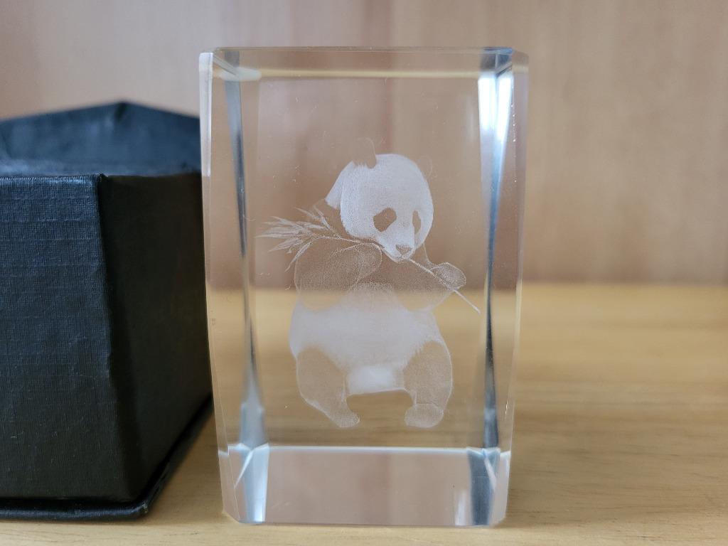 Gravure 3D bloc en verre – Panda, Huis en Inrichting, Woonaccessoires | Overige, Zo goed als nieuw, Ophalen