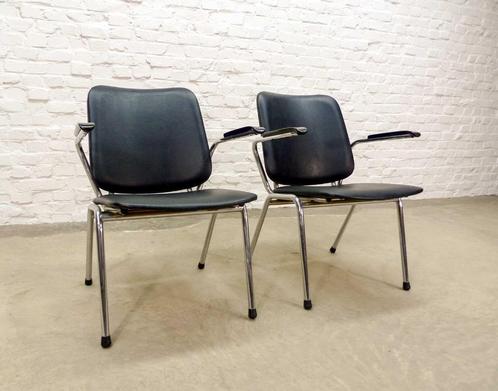 Set Vintage Dutch Design Gispen fauteuils, Martin de Wit 60s, Huis en Inrichting, Stoelen, Gebruikt, Twee, Kunststof, Metaal, Wit