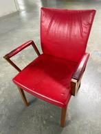 Rode lederen stoel Draenert, Huis en Inrichting, Stoelen, Ophalen, Gebruikt, Hout, Rood