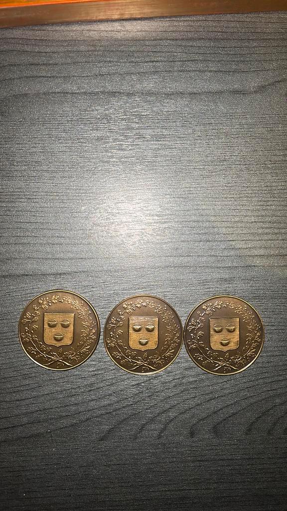 3 herdenkingspenningen Gemeente Ekeren gouden bruiloften, Postzegels en Munten, Munten | België, Ophalen