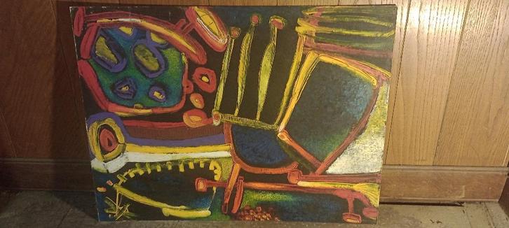 Gemengd schilderij gesigneerd Serge Montegnies, 70x54, n574, Antiek en Kunst, Kunst | Schilderijen | Modern, Ophalen