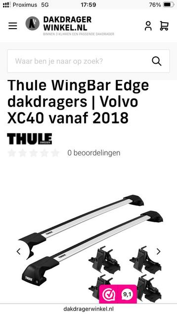 Thule dakdrager wingbar edge 86, Enlèvement, Comme neuf