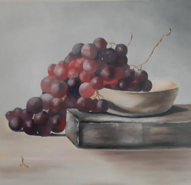 Schilderij: "Druiven"., Antiquités & Art, Art | Peinture | Moderne, Enlèvement ou Envoi