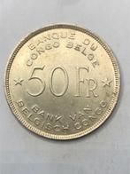 Munt zilver België 50 FR Congo olifant jaartal 1944 mooi, Zilver, Ophalen of Verzenden, Losse munt, Zilver