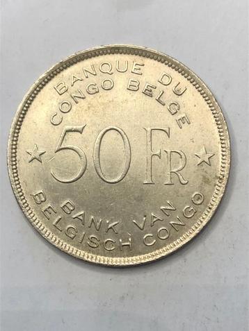 Munt zilver België 50 FR Congo olifant jaartal 1944 mooi beschikbaar voor biedingen