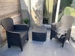 Tuinset + ligstoel antraciet, Tuin en Terras, Kunststof, Tuinset, Ophalen, 2 zitplaatsen