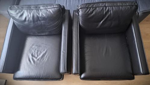 2x lederen fauteuil Ikea Mellby, Huis en Inrichting, Fauteuils, Gebruikt, Leer, Metaal, 50 tot 75 cm, 75 tot 100 cm, Ophalen