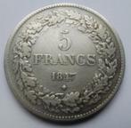 belgie 5 frank 1847 - leopold 1 - 90% zilver, Zilver, Ophalen of Verzenden, Losse munt, Zilver