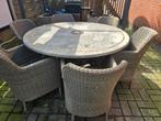 Zware stenen tafel met  6 stoelen, Jardin & Terrasse, Enlèvement