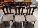 6 oude stoelen, Brun, Tissus, Cinq, Six Chaises ou plus, Utilisé