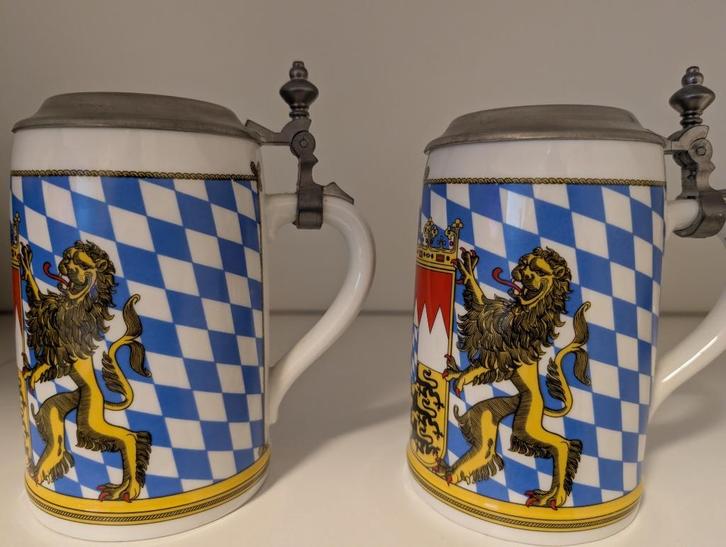 2x Seltmann Weiden Compact Bayern Bierpul met deksel 0,75 L, Antiek en Kunst, Antiek | Porselein, Ophalen of Verzenden