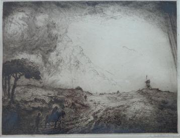 DIRK BAKSTEEN / VLUCHT EGYPTE / ZW-W ETS / 27x34cm KADER SIG beschikbaar voor biedingen