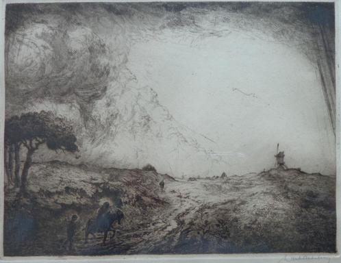 DIRK BAKSTEEN / VLUCHT EGYPTE / ZW-W ETS / 27x34cm KADER SIG, Antiek en Kunst, Kunst | Litho's en Zeefdrukken, Ophalen of Verzenden