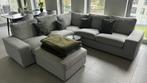 Grijze zetel met stoffen bekleding, Huis en Inrichting, Zetels | Zetels, Ophalen, Hoekbank, Zo goed als nieuw, 200 tot 250 cm