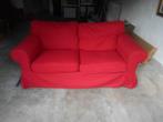 divan canapé  en tissu rouge tres bon état, 150 tot 200 cm, Minder dan 75 cm, Rechte bank, Gebruikt