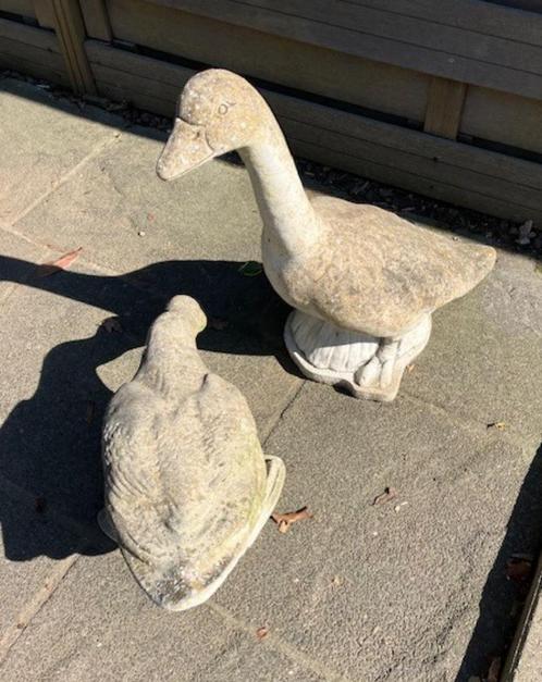 2 beelden eend, Tuin en Terras, Tuinbeelden, Gebruikt, Dierenbeeld, Beton, Ophalen