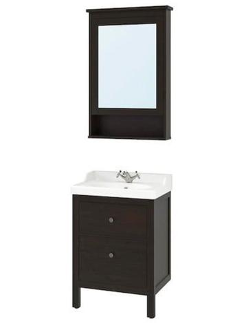 Wastafelkast m lavabo & kraan + Spiegelkast Bruin beschikbaar voor biedingen