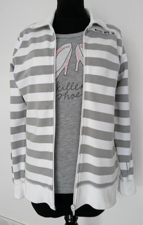 G-Star : gilet / cardigan wit-grijs stripes / M / als nieuw, Kleding | Dames, Truien en Vesten, Zo goed als nieuw, Maat 38/40 (M)