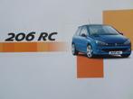 Brochure de la Peugeot 206 RC 180 CV, Enlèvement ou Envoi, Peugeot