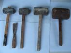 5 anciens outils, divers maillets, vintage, Antiquités & Art, Enlèvement ou Envoi