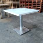 Bistro / kantine tafel met metalen voet en wit blad, Ophalen, Gebruikt