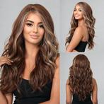 Sexy swiss lace pruik met lang haar hazelnootbruin model Tes, Verzenden, Nieuw