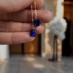 Oorbellen saffier 18K goud, Hangers, Blauw, Ophalen of Verzenden, Zo goed als nieuw