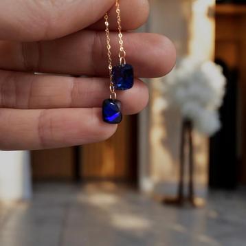 Oorbellen saffier 18K goud  beschikbaar voor biedingen
