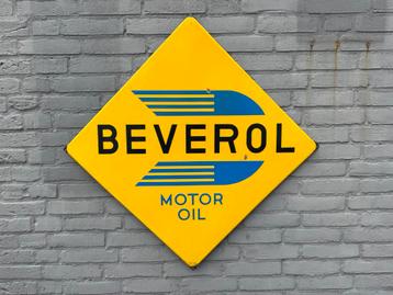 Panneau d'affichage émaillé pour huile moteur BEVEROL, Enlèvement ou Envoi, Utilisé, Panneau publicitaire