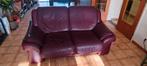 2 Canapés cuir Bordeaux avec usures sur accoudoir, Maison & Meubles, Enlèvement, Cuir
